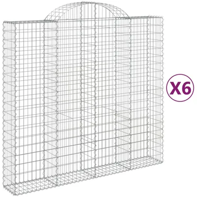 Produktbild von Gabionen mit Hochbogen 6 Stk. 200x50x180/200cm Verzinktes Eisen