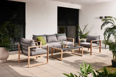 Produktbild von Primaster Gartenmöbel-Set Marbella Aluminium in Holzoptik