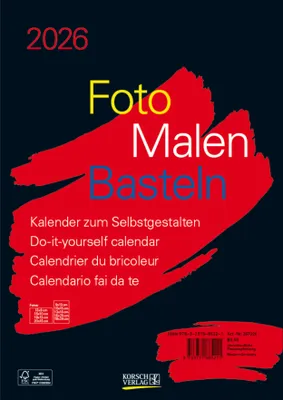 Produktbild von Foto-Malen-Basteln Bastelkalender A4 schwarz 2026