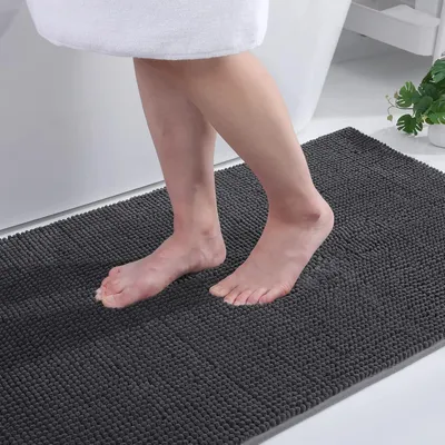 Productafbeelding van Antislip badmat van chenille, 50 x 80 cm (rechthoekig), donkergrijs