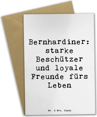 Produktbild von Mr. & Mrs. Panda neujahrskarte Spruch Bernhardiner Treue - Weiß - Geschenk, Hunderassen Eigenschaften, glückwunschkarten, Charakter, sanftmütig, einladungskarten