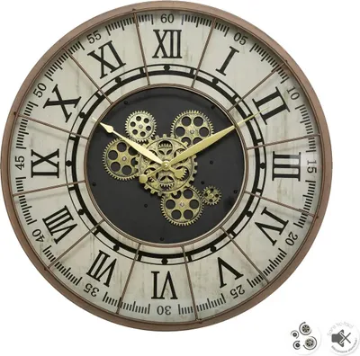 Image de Atmosphera créateur d'intérieur Horloge murale métal brun beige or 6 cm x 57 cm
