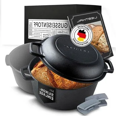 Produktbild von Famanu Gusseisen Brotbackform mit Silikon-Antihaftbeschichtung - 46 l - vorgebrannt