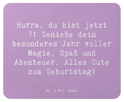 Produktbild von Mr. & Mrs. Panda Mauspad Spruch 7. Geburtstag - Lavendeltraum - Geschenk, Happy Birthday, Kinder, siebter, pc, Alter, mousematte, Geburtstagsgeschenk, Spaß, Mousepad