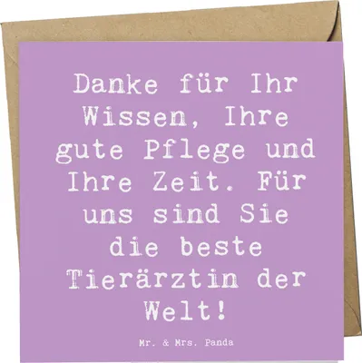 Produktbild von Mr. & Mrs. Panda Klappkarte Spruch Beste Tierärztin - Lavendeltraum - Geschenk, der Welt, Dankbarkeit, doppelkarte, Aufmerksamkeit, Grußkarte, Veterinär, Wertschätzung