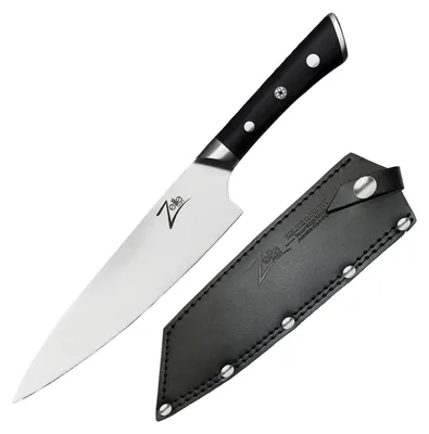 Image de Zelite Couteau Cuisine, Couteau de Chef Japonais en Acier Inoxydable du Damas, Kit Couteau Cuisine Professionnelle de 20,3 cm, Couteaux et Ustensiles de Cuisine, Etui en Cuir, Rivets en Mosaïque