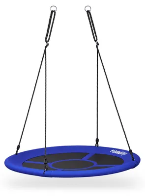 Produktbild von Relaxdays Nestschaukel rund bis 100 kg, geschlossene Sitzfläche, für den Garten, HBT: 150 x 110 x 110 cm, dunkelblau