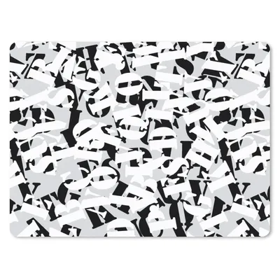 Produktbild von MuchoWow® Mauspad Mousepad Buchstaben - Alphabet - Muster - Schwarz und Weiß 40x30 cm - Mousepads - Maus Mat - Pad - Mausunterlage - Anti Rutsch