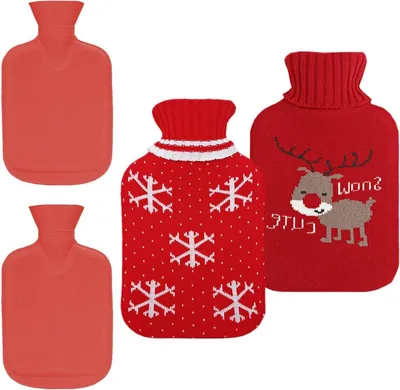 Wasserkocher mit Bezug - 2 Stück - Für Kinder - Abnehmbarer Strickbezug - Handhals Taille Beine Bett - 500 ml
