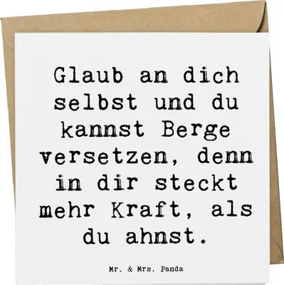 Produktbild von Mr. & Mrs. Panda Grußkarte Spruch Selbstvertrauen stärken - Weiß - Geschenk, Herausforderungen meistern, Achtsamkeit, anlasskarte, Trost, Motivation, innere Stärke