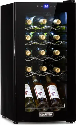 Produktbild von Klarstein Weinkühlschrank, 1 Zonen Getränkekühlschrank Klein, Kleiner Weinschrank 53L, Wein-Kühlschrank Klein mit Glastür, Indoor/Outdoor Flaschenkühlschrank, Wine Fridge 5-18°C, 15 Flaschen