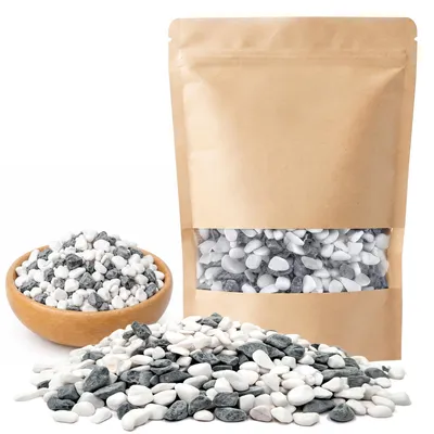 Dekorative Steine 950 g, weiß-schwarz, 6-9 mm, Naturstein