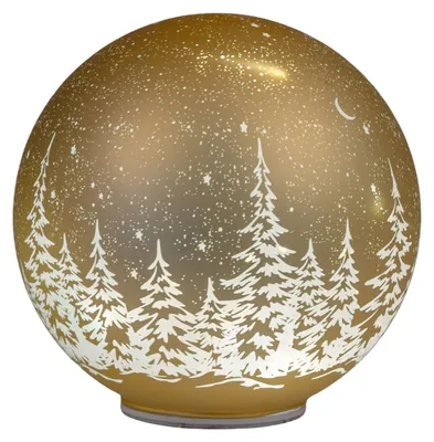 Produktbild von LED Kugel WINTERWALD DREHEND mit Sternschnuppe gold ⌀ 20cm Glas Timer Formano