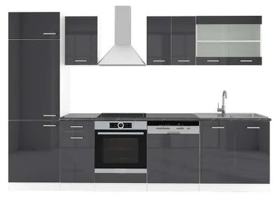 Produktbild von Küchenzeile Vicco R-Line Anthrazit Hochglanz/Weiß 300 cm , AP Anthrazit, Model 42395