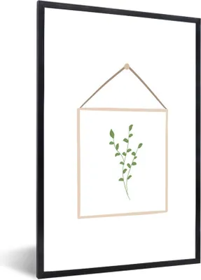 Produktbild von MuchoWow® MuchoWow® Gerahmtes Poster Pflanze - Blätter - Liste 60x90 cm - Poster mit zchwarzem Bilderrahmen - Kunst