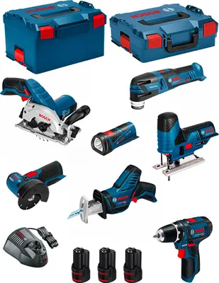Immagine prodotto di Bosch Kit Set Gsr12+Gks12V+Gws12V+Gst12+Gop12+Gsa12+Gli12+3X2.0Ah+Gal1230Cv