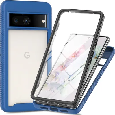 Produktbild von Google Pixel 7A Hülle, Bumper mit Eingebautem Displayschutz 360 Grad Komplettschutz Schutzhülle für Google Pixel 7A Dunkelblau