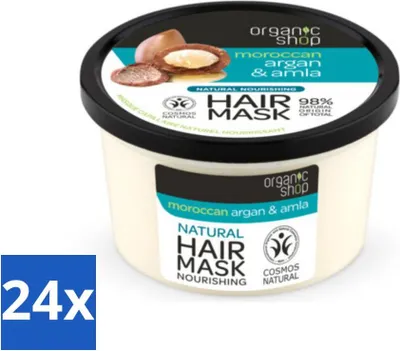 Obrázok produktu pre Organic Shop - Maska na vlasy Argan & Amla - Obnovujúca a vyživujúca - 250 ml - Hodnotné balenie - 24 kusov