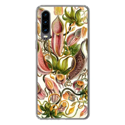 Produktbild von MuchoWow® Handyhülle Schutzhülle Hülle für Huawei P30 Nepenthaceae - Künstliche Blumen Silikon Softcase Handy Hülle - Kartenbesitzer
