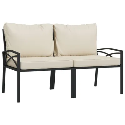 Obrázok produktu pre vidaXL Záhradné stoličky s vankúšmi pieskovej farby 2 ks 62x75x79 cm Oceľ