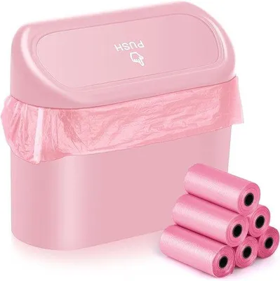 Produktbild von Wasserfeste rosa Müllbehlter mit Abfallsäcken