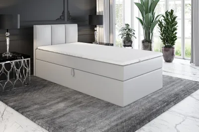 Produktbild von Boxspringbett, Jugendbett NASI 80x200 (Rechts) mit Bettkästen, Bonell-Matratze und Topper. Farbe: Grau