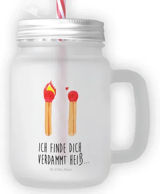 Produktbild von Mr. & Mrs. Panda Glas Streichhölzer - Transparent - Geschenk, Cocktailglas, Liebesgeschenk, Liebesbeweis, Mason Jar Trinkglas, Freundin, Becher mit Deckel, Saftglas