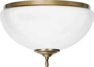 Produktbild von Messing Deckenleuchte Plafoniera doppelte Beleuchtungsleistung dreischichtig Weißglas H19cm Ø30cm 2x E27 Goldpatina 120W flache Bauweise