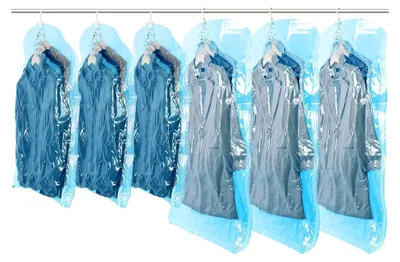 Produktbild von Vakuumbeutel für hängende Kleidung, Vakuumierbeutel für Jacken, Anzüge und Kleider, Platzsparende Aufbewahrung für Zuhause und Reisen, 6er Set