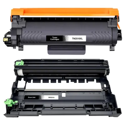 Produktbild von D&C TN2510 Toner + DR2510 Trommel Kompatibel für Brother DR-2510 Trommeleinheit & TN-2510 TN2510XL Schwarz für DCP-L2627DW MFC-L2860DWE HL-L2665DW, KI-generiertes Bild