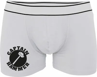 Produktbild von Boxershorts - Mann - Boxer-0052-man-white-v-XL - weiß - XL - vorn - Captain Hammer - lustiges Motiv - Spruch - Unterwäsche - Unterhose - Freizeit - lustig