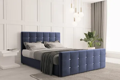 Produktbild von Kaiser Möbel Boxspringbett mit bettkasten und matratze 180 cm x 200 cm, Schlafzimmerbett ROMA Dunkelblau + topper H3