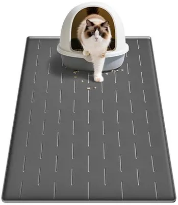 Produktbild von Famanu Katzenstreumatte - Wasserfestes Silikon - 91 x 50 cm - Dunkelgrau