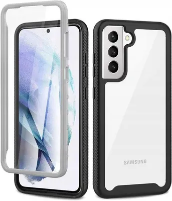 Image de Coque de protection pour Samsung Galaxy S21 FE 5G, noire, avec cadre gris et protection d'écran