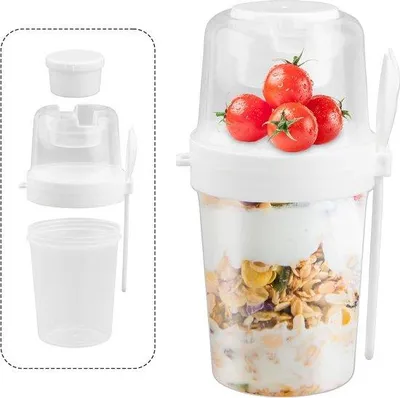 Obrázok produktu pre Ľahká cestovná miska na šalát s lyžicou 310 ml + 560 ml – miska bez obsahu BPA do práce, školy a na cesty
