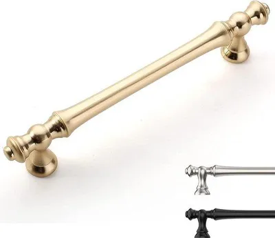 Immagine prodotto di Maniglie per mobili color oro - Set di 6 - Interasse fori 128 mm - Lega di zinco - Maniglie per mobili da cucina