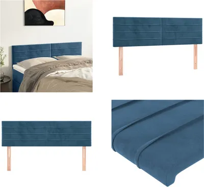 Produktbild von vidaXL Kopfteile 2 Stk. Dunkelblau 72x5x78/88 cm Samt