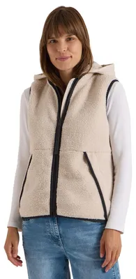 Productafbeelding van Cecil teddy vest met afneembare capuchon, kleur: vanillewit, maat: XS