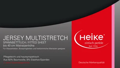 Marketing image for a fitted sheet with brand logo and product details.