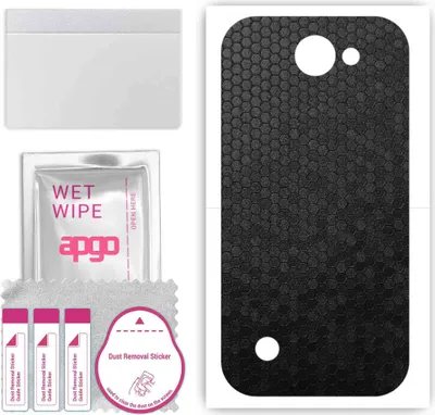 Produktbild von apgo Rückseite Schutzfolie, Skin, kompatibel mit LG K3, Hinten Displayschutzfolie aus Vinylfolie, kratzfest, einfache Montage - Schwarze Honigwabe