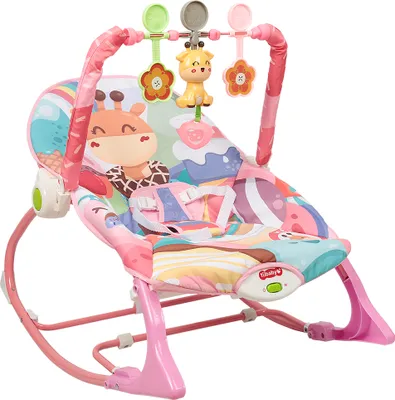 Produktbild von Babywippe elektrisch Babyschaukel Baby Wippe Schaukelwippe Babyhochstuhl 80x60x43cm Rosa