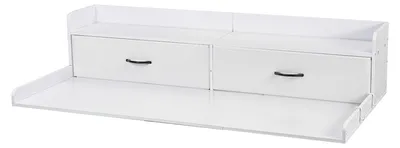 Zdjęcie produktu dla Półka robocza SucceBuy pod pralkę i suszarkę (137 x 69,9 cm) z półką, 2 szufladami i haczykami, idealna do pralni, spiżarni lub kuchni, wytrzymałość do 113 kg, kolor czarny, idealna do przechowywania środków do prania