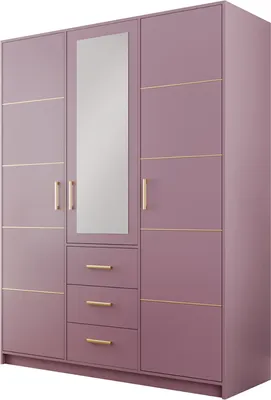 Produktbild von Drehtürenschrank Nancy II D3, 3 Türen Kleiderschrank mit Spiegel, Moderne Garderobe, Schrank Größe: 147 x 200 x 58 cm