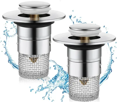 Produktbild von 2 StückWaschbecken-Stöpsel mit Haarfänger, für Badezimmer und Waschbecken,Pop Up Ablaufventil für 34-40mm Abfluss Ablauf