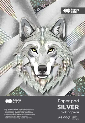 Produktbild von Blok Hobby Silber A4 150–230 g. 10 Blatt. Happy Color