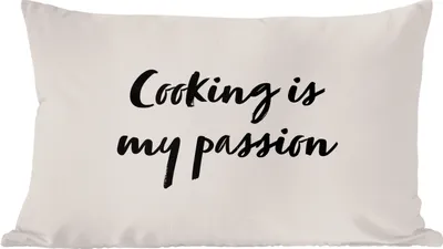 Produktbild von MuchoWow® Zierkissen Sofakissen Wohnzimmer Dekokissen 50x30 cm Zitate - Kochen - Sprichwörter - Kochen ist meine Leidenschaft - Wohnzimmerdekoration - Polster mit Photo