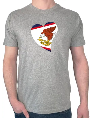 Produktbild von Huuraa Herren T-Shirt Amerikanisch-Samoa Flagge Herz S Sport Grey Bio Baumwolle Fairtrade Herrenshirt Geschenkidee