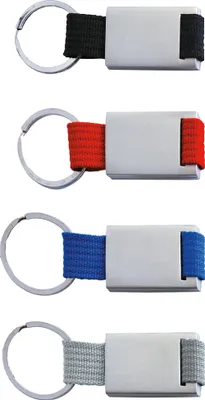 Produktbild von 4x Schlüsselanhänger / aus Metall / mit trendigem Nylonband / 4 Farben