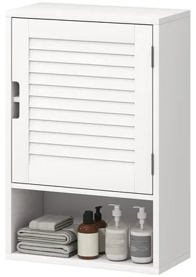 Zdjęcie produktu dla Szafka łazienkowa HOMCOM – szafka wisząca z 1 drzwiami, 40 x 20 x 60 cm, biała