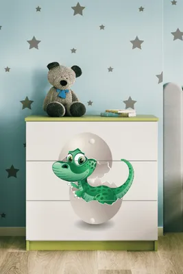 Produktbild von Kinderkommode mit Schubladen Kleiner Dino in der Farbe Grün Babydreams